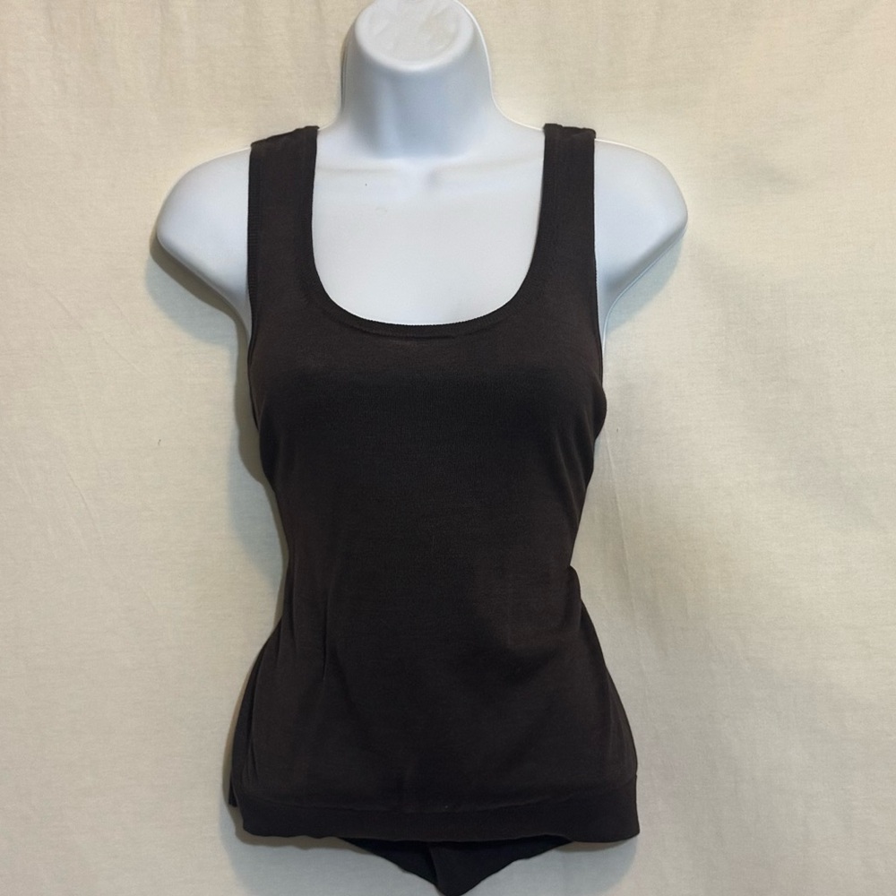 E-12 Josephine Chaus Brown Silk Blend Sleeveless Sweater‎ Size L